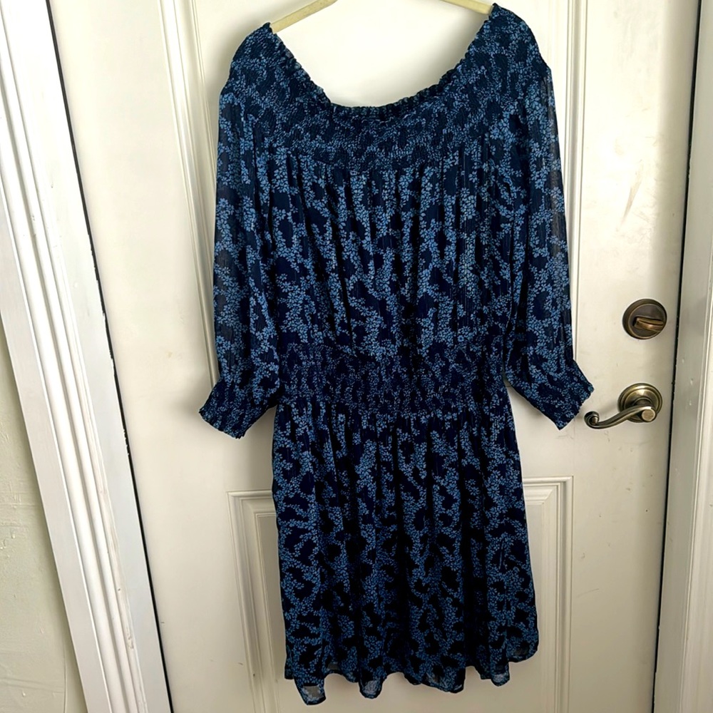 Off the Shoulder Michael Kors Blue Floral Dress 1X